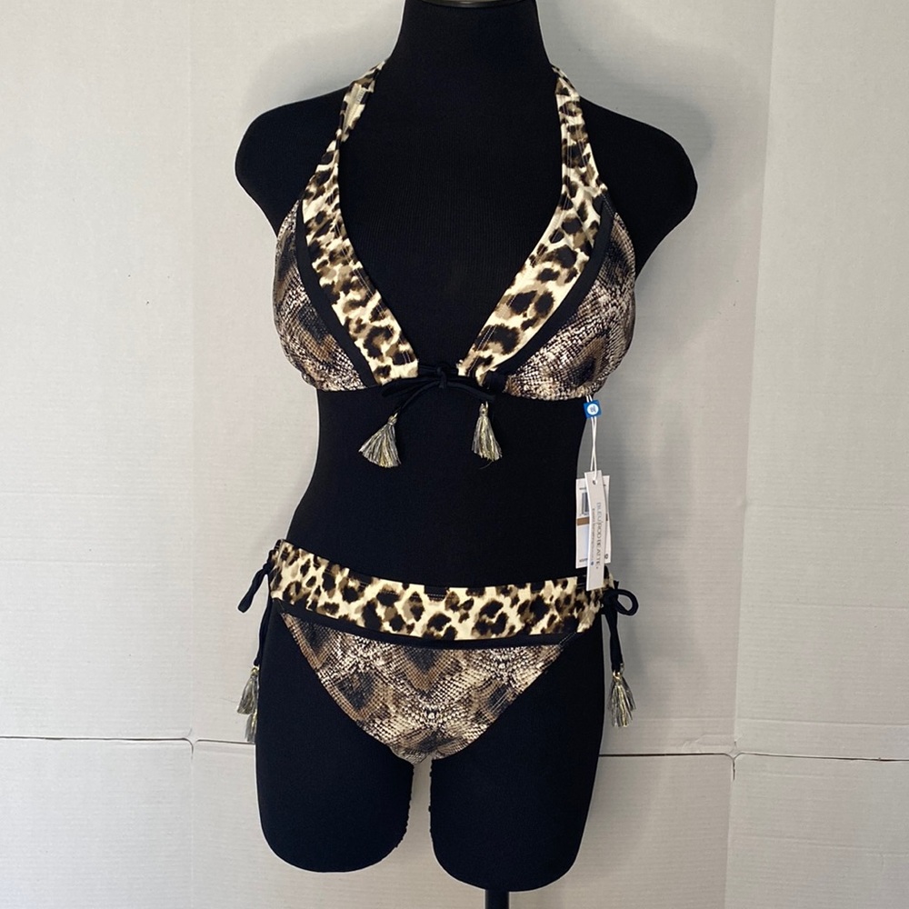 BLEU Rod Beattie Python/Leopard Print Bikini 2 Piece Swimsuit Size 12 NWT.